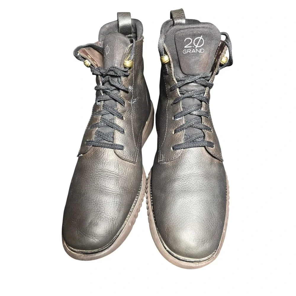 Cole Haan 2.0 ZeroGrand Men Brown Pebbled‎ Leather Lace Up Boots Grand.OS C28197